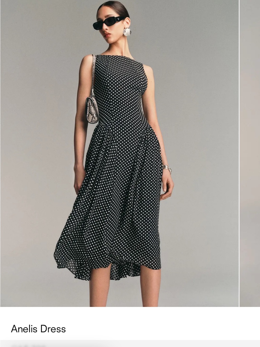 Reformation Black and White Polka Dot Midi Dress - Picture 4 of 6